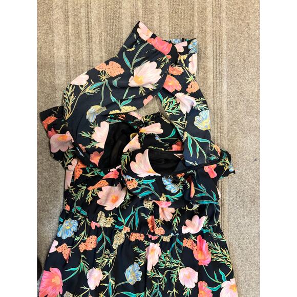 Kate Spade Floral Blossom Cold Shoulder Ruffle Dress Side Zip Size 2 - Picture 5 of 10